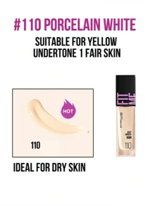 Maybelline FIT ME FOUNDATION DEWY + SMOOTH SPF 25 #110 Yellow Fair, Available with 5/30ml, 24H Long-Lasting Hydration,10S Quick Application, 3-IN-1 Solution, No Makeup Feel, Long-Term Nourishing, 3-Stepinal - 美寶蓮FITME粉底液 水潤版110 - 查看 4