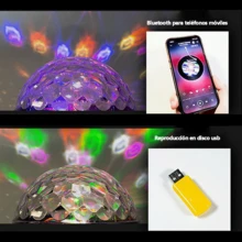 Bola de discoteca USB, bola de discoteca, proyector multifuncional de bola mágica de cristal para interiores, luz decorativa con forma de bola de discoteca, mini bola mágica de cristal, alimentación por USB, material ABS, construcción resistente y duradera, ligera y portátil, adecuada para fiestas, karaoke, coches y decoraciones de cumpleaños. - Negro - Ver 8