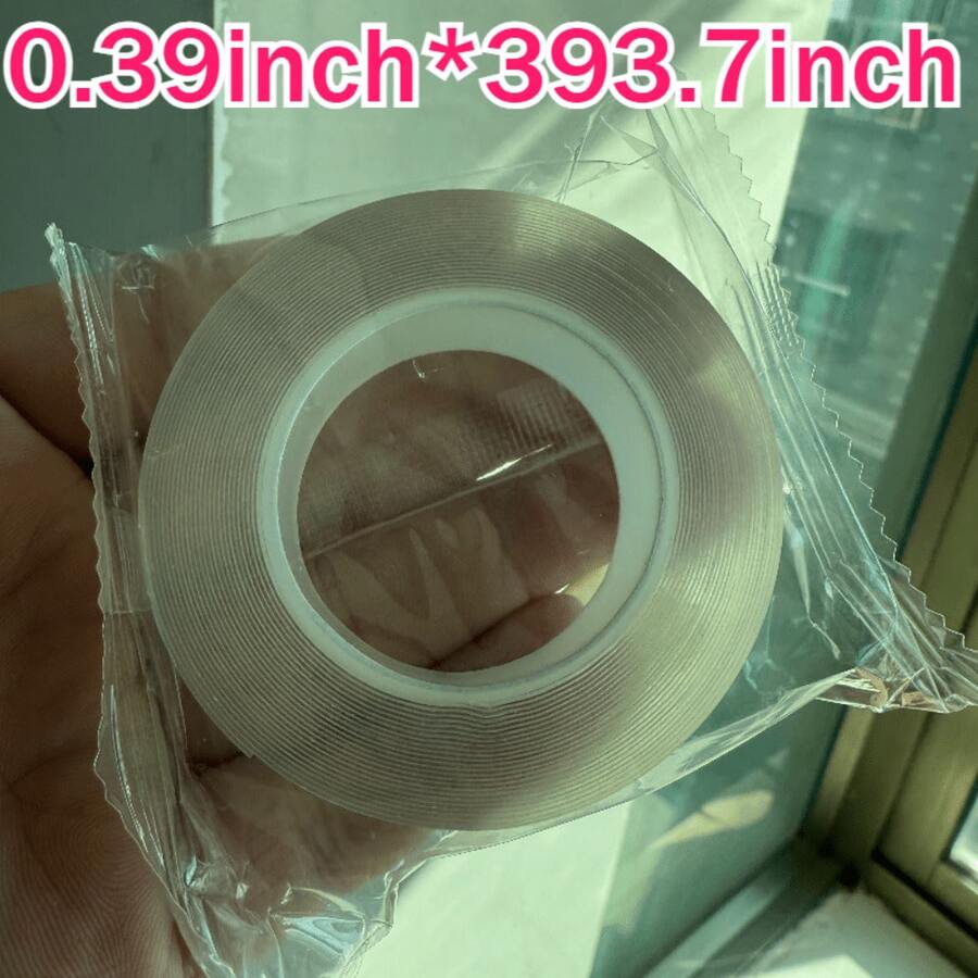 10米/393.7英寸超强纳米双面胶带，加厚透明，无残留，防水，适用于塑料、木材、玻璃和金属 - 采用PE材料制成，高粘度