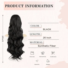 Extensión de cola de caballo ondulada y rizada para cola de caballo con cordón, extensiones de cabello para cola de caballo de 18/26/30 pulgadas de largo, extensiones de cabello sintético de cola de caballo postizo de color negro natural - Multicolor - Ver 2