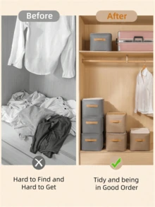 1PC Steel Frame Storage Box With Handle, Multi-Purpose Reinforced Stackable Storage Container With Reinforced Handle, Suitable For Home, Dormitory, Wardrobe And Home Decor, Under-Bed Storage - Grey - View 6