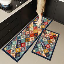 1pc Silicone Kitchen Mat, Pixel Geometric Pattern, Anti-Fatigue, Soft & Comfortable, Anti-Slip & Anti-Fall, Quick Drying, Durable, Suitable For Kitchen, Dining Room, Entrance, Laundry Room, Hallway, Bathroom, Study Room, Etc. - Multicolor - View 3