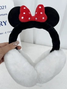 1个可爱毛绒冬季耳罩，卡通蝴蝶结设计，保暖耳罩，可折叠蓬松耳套，男女通用防风耳罩，适合骑行，防风，防护耳罩。冬季耳罩，保暖护耳，毛绒耳罩，女士耳罩 - 顏色隨機 - 查看 5