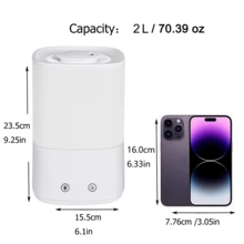 2L Ultrasonic Air Humidifier, Quiet Cold Mist Aroma Diffuser, 360° Rotatable Nozzle, Hands-Free Top Fill, Auto Shut-Off, Suitable For Bedroom & Large Spaces - White - View 4