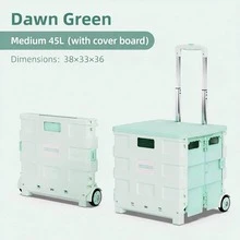 Carrinho de Compras Dobrável com Rodas - Carrinho de compras portátil e dobrável com estrutura de plástico leve e bolsa de tecido resistente para supermercados, mercados, praia, viagens e tarefas diárias; alça ergonômica, dobra compacta, fácil de rolar, carrinho multiuso versátil para compras convenientes e transporte em movimento, design leve e resistente, companheiro de viagem para todas as estações.