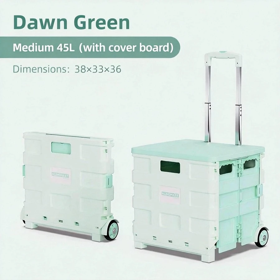 Carrinho de Compras Dobrável com Rodas - Carrinho de compras portátil e dobrável com estrutura de plástico leve e bolsa de tecido resistente para supermercados, mercados, praia, viagens e tarefas diárias; alça ergonômica, dobra compacta, fácil de rolar, carrinho multiuso versátil para compras convenientes e transporte em movimento, design leve e resistente, companheiro de viagem para todas as estações.