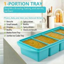 Silicone Freezer Trays With Lid, 1 Cup Silicone Freezer Food Molds, Food Storage Containers With Lids For Soup, Sauce, Broth & Leftovers, Large Ice Cube Tray With Easy Release Design, Meal Prep Containers For Portion Control, Oven & Dishwasher Friendly, 2-Pack - 青碧色 - 查看 2