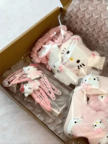 Sanrio 15件套三丽鸥Hello Kitty粉色发夹套装，可爱毛绒猫嘴发夹，日式侧边发饰，情人节礼物，KT猫头饰 - 彩色 - 查看 11