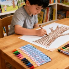 Crayones triangulares de 12 colores, de tamaño mediano, con colores vivos, excelente cobertura y menor propensión a romperse. Ideales para dibujos infantiles, proyectos artísticos en el hogar y la guardería, seguros y no tóxicos, con fácil aplicación del color. Adecuados para garabatear al aire creaciones dibujadas a mano, sirven como herramienta creativa para pintar. - Multicolor - Ver 8