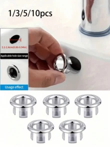 Modern Anti-Leakage Drain Stopper, Plastic Sink Drain Hole Overflow Cover For Kitchen And Bathroom, Bathtub Drain Cover, Round Sink Overflow Plug With Decorative Knob - Sink Drain Stopper For Bathroom And Kitchen Sinks, Easy Installation, Bathtub Overflow Stopper, Sink Drain Accessories - Multicolor - View 2