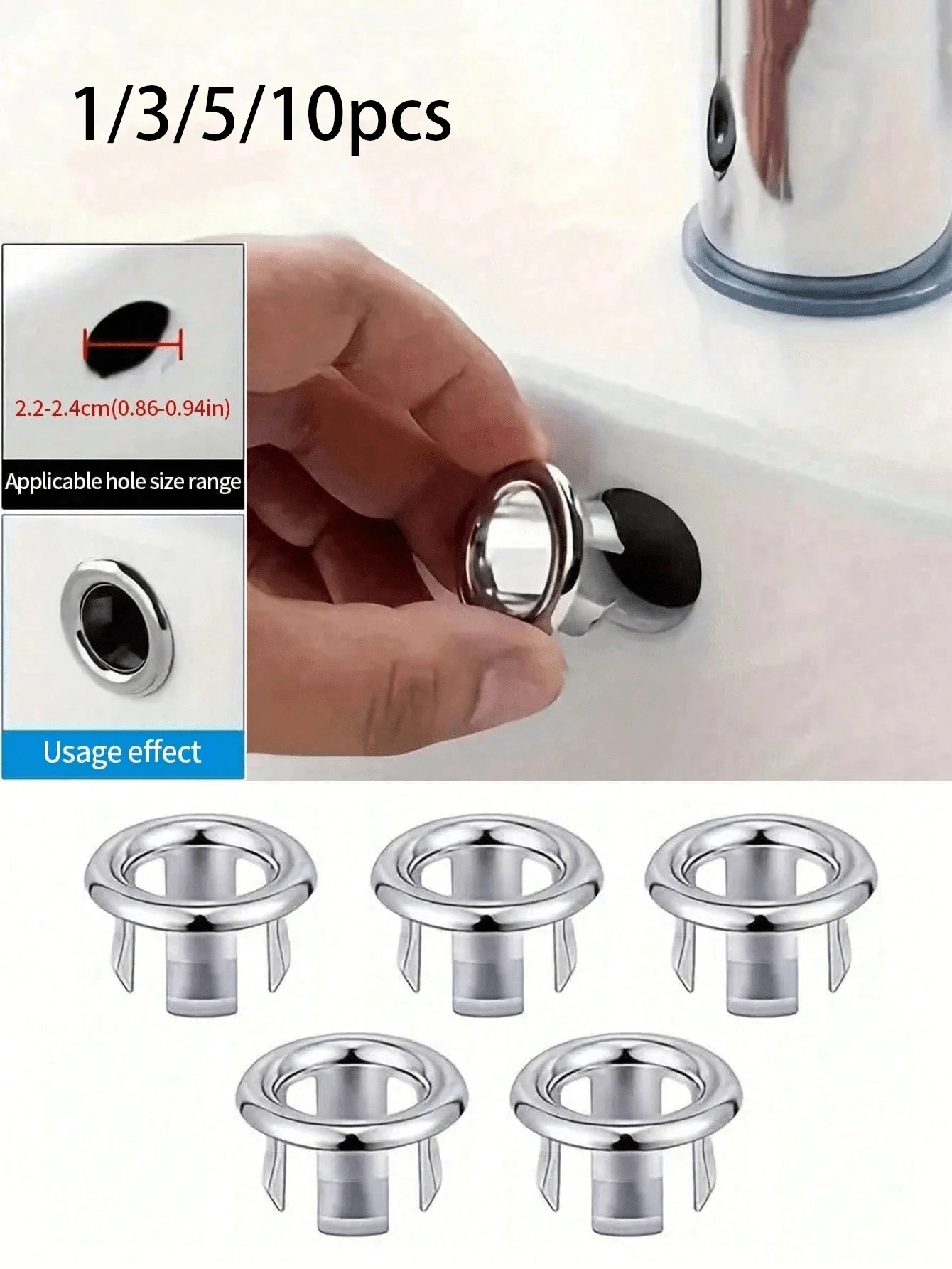 Modern Anti-Leakage Drain Stopper, Plastic Sink Drain Hole Overflow Cover For Kitchen And Bathroom, Bathtub Drain Cover, Round Sink Overflow Plug With Decorative Knob - Sink Drain Stopper For Bathroom And Kitchen Sinks, Easy Installation, Bathtub Overflow Stopper, Sink Drain Accessories