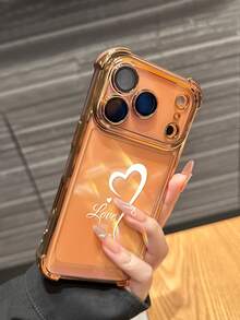 1 pièce Étui de téléphone transparent antichoc avec nom personnalisé, compatible avec Iphone11/12/13/14/15/16/16pro/16plus/16promax/17promax/17air, S26/S24Ultra/S23/S25/A56/A17/A36 et autres modèles, livraison rapide - Orange - Voir 3
