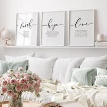 3件套无框“信、望、爱”圣经经文帆布海报，经文墙饰，基督教装饰，耶利米书29:11，家居装饰，艺术墙画礼品，卧室、客厅、餐厅、走廊、家庭和宿舍墙面装饰 - 黑與白 - 查看 8