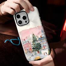 Christmas towncase teléfono móvil - doble capa, duradera, anticolisión - compatible con iPhone 12, 13, 14, 15, 16, 17, PROMAX, MINI, PLUS, AIR, 16E, XS, XR, XSMAX, 17AIR - regalos de cumpleaños y Navidad ideales para amigos, familiares y parientes - Blanco - Ver 4