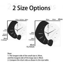 1个仿木纹装饰挂钟，黑白阴阳图案，几何造型，简约设计，尺寸可选11.81-15.75英寸，电池供电（不含电池），适用于书房、厨房、办公室、咖啡馆、圣诞节、新年、母亲节、父亲节、婚礼、朋友礼物及家居装饰。