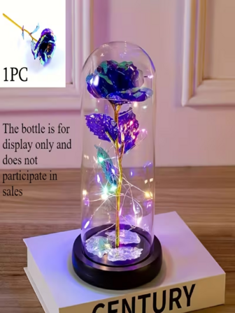 1 st. evig guldpläterad ros - Elegant blommig heminredning med gyllene accenter, ingen elektricitet behövs, perfekt för alla hjärtans dag, jul, mors dag, årsdag, födelsedag, bröllop, thanksgiving - hållbar plastkonstgjord blomsterdekoration, rosdekor, bröllopsbordsdekoration, utsökt design, högkvalitativt hantverk, bröllopsbordsdekoration, högtidsdekoration