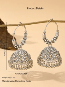 优雅迷人的垂坠耳环，镶满立方氧化锆的圆环耳环，波西米亚风流苏铃铛耳环，适合女性日常佩戴、婚礼、派对等场合，也是一份珍贵的珠宝礼物。