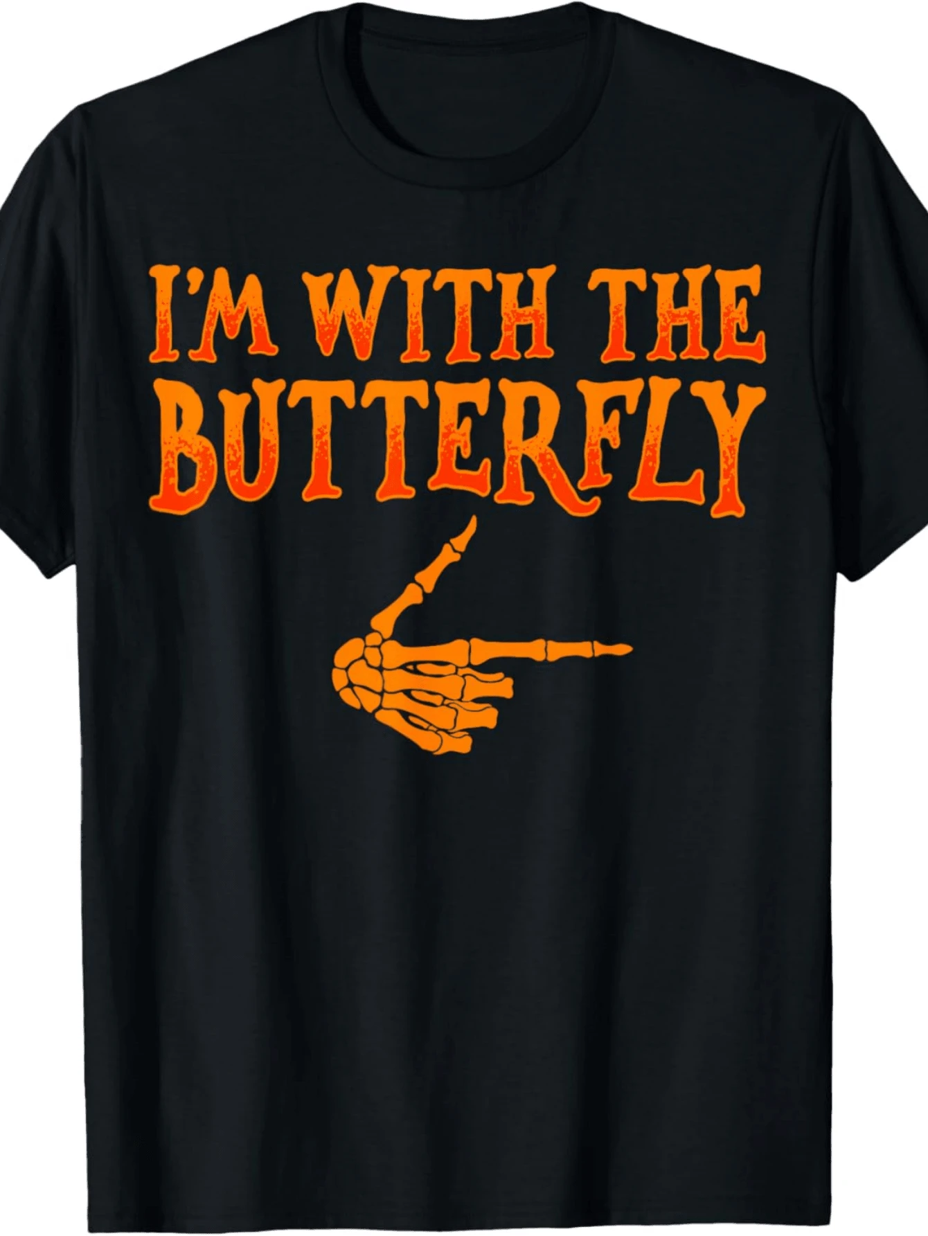 I'm With The Butterfly Funny Butterfly Catcher Costume Style T-Shirt - Black - View 1