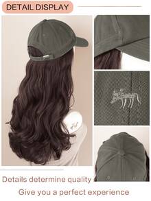 22英寸可调节合成纤维棒球帽假发，一体式设计，适合女性日常佩戴 - 彩色 - 查看 9