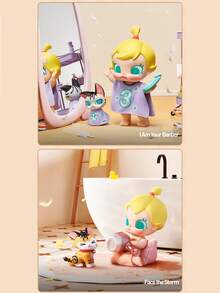 Pop Mart Labubu POPMART Molly & Tobby Series Blind Box Figurine, 12 figurine obișnuite + 1 secretă, drăguțe modele de viață cotidiană și prietenie cu pisici însoțitoare, expresii ciudate, jucărie de colecție pentru fanii POPMART, iubitori de pisici, cadou perfect pentru prieteni și iubiți - Multicolor - Vizualizare 11