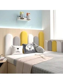 1pc Soft Padded Wall Sticker, Adhesive Foam Leather Wall Decor, Kids Room, Bedroom, Nursery, Waterproof, Anti-Collision, Easy Clean, Removable, Suitable For All Seasons - Multicolor - View 1