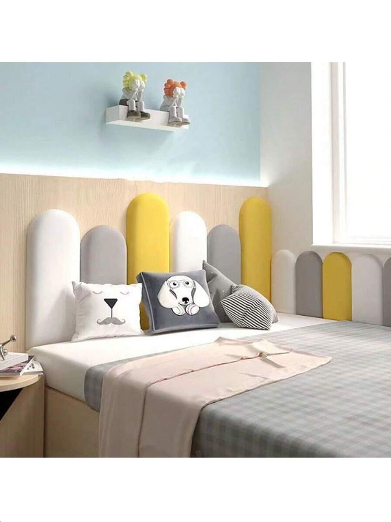 1pc Soft Padded Wall Sticker, Adhesive Foam Leather Wall Decor, Kids Room, Bedroom, Nursery, Waterproof, Anti-Collision, Easy Clean, Removable, Suitable For All Seasons - Multicolor - View 1