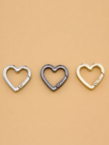 3pcs Heart-Shaped Spring Ring Metal Buckles | Spring Buckles For Bags, Clothing, And Accessories; DIY Luggage And Keychain Hardware Accessories; Sturdy, Durable, And Versatile - One for Each Color - 查看 5