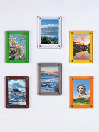 1 Stück DIY magnetische Fotoanzeige Tafel & Kühlschrankrahmen. Acrylmaterial, mehrere Farben & Größen, zum Befestigen von Fotos, als kreative Heimdekoration, kann an Kühlschrank & Metalloberflächen haften