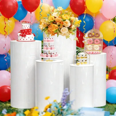 Party Cylindrical Base Stand, Round Cylindrical Stand, Suitable For Party White Round Column Wedding Display Pedestal, Birthday Party Cake Display Stand, Also Suitable For Shower, Holiday Table Decor, New Year Cake & Flower Display Stand