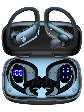 T16 Trådlösa Hörlurar Öronkrok Trådlöst Laddningsfodral IPX5 Vattentäta Hörlurar 48 Timmars Speltid Röststyrning Dubbel LED-Display Öronproppar ABS Plast Bluetooth 5.0 Hörlurar För IOS, Android, Fitness, Semester, Pendling