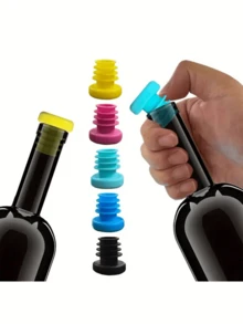 4/6pcs Silicone Bottle Caps, Durable & Leak-Proof Screw-Top Silicone Sealing Plugs - Multicolor - View 8