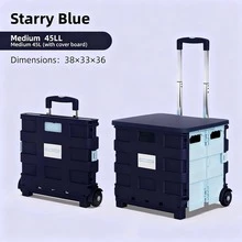 Carrinho de Compras Dobrável com Rodas - Carrinho de compras portátil e dobrável com estrutura de plástico leve e bolsa de tecido resistente para supermercados, mercados, praia, viagens e tarefas diárias; alça ergonômica, dobra compacta, fácil de rolar, carrinho multiuso versátil para compras convenientes e transporte em movimento, design leve e resistente, companheiro de viagem para todas as estações.