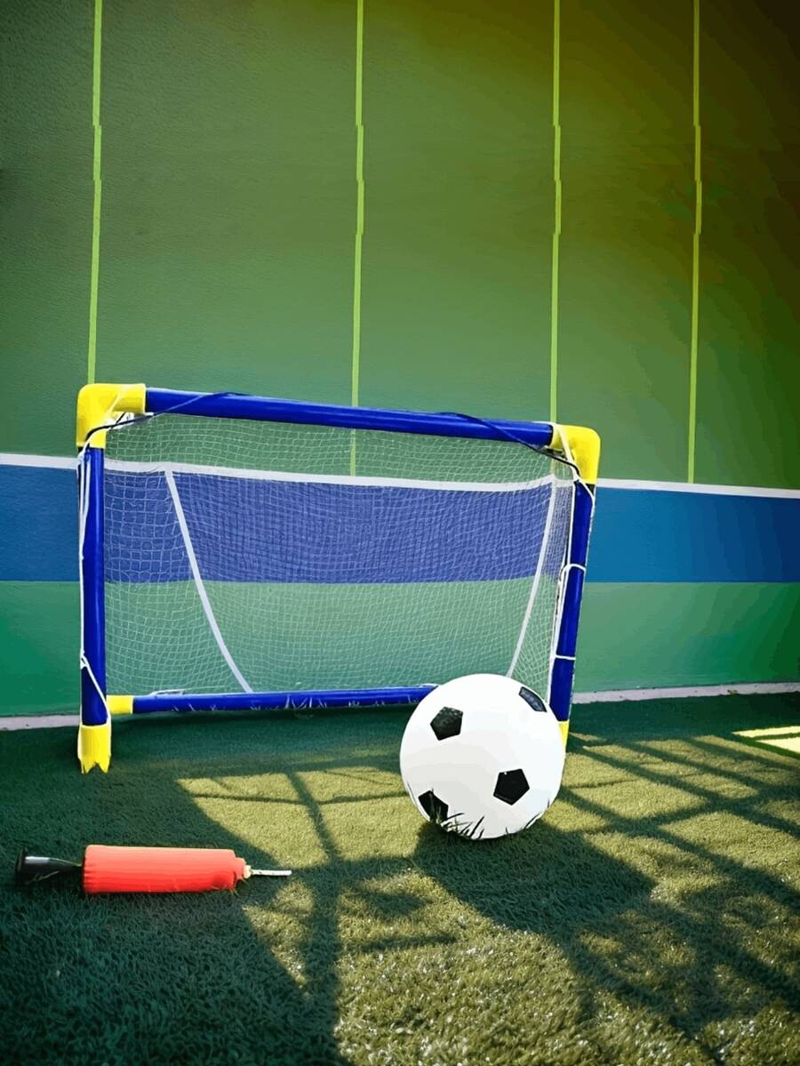YH-DQ-3 Portería de Fútbol 2 en 1 con Balón - Set de Fútbol Portátil para Interior/Exterior, Fácil Montaje, Construcción Duradera de ABS, Perfecto para Diversión Familiar - Multicolor - Ver 1