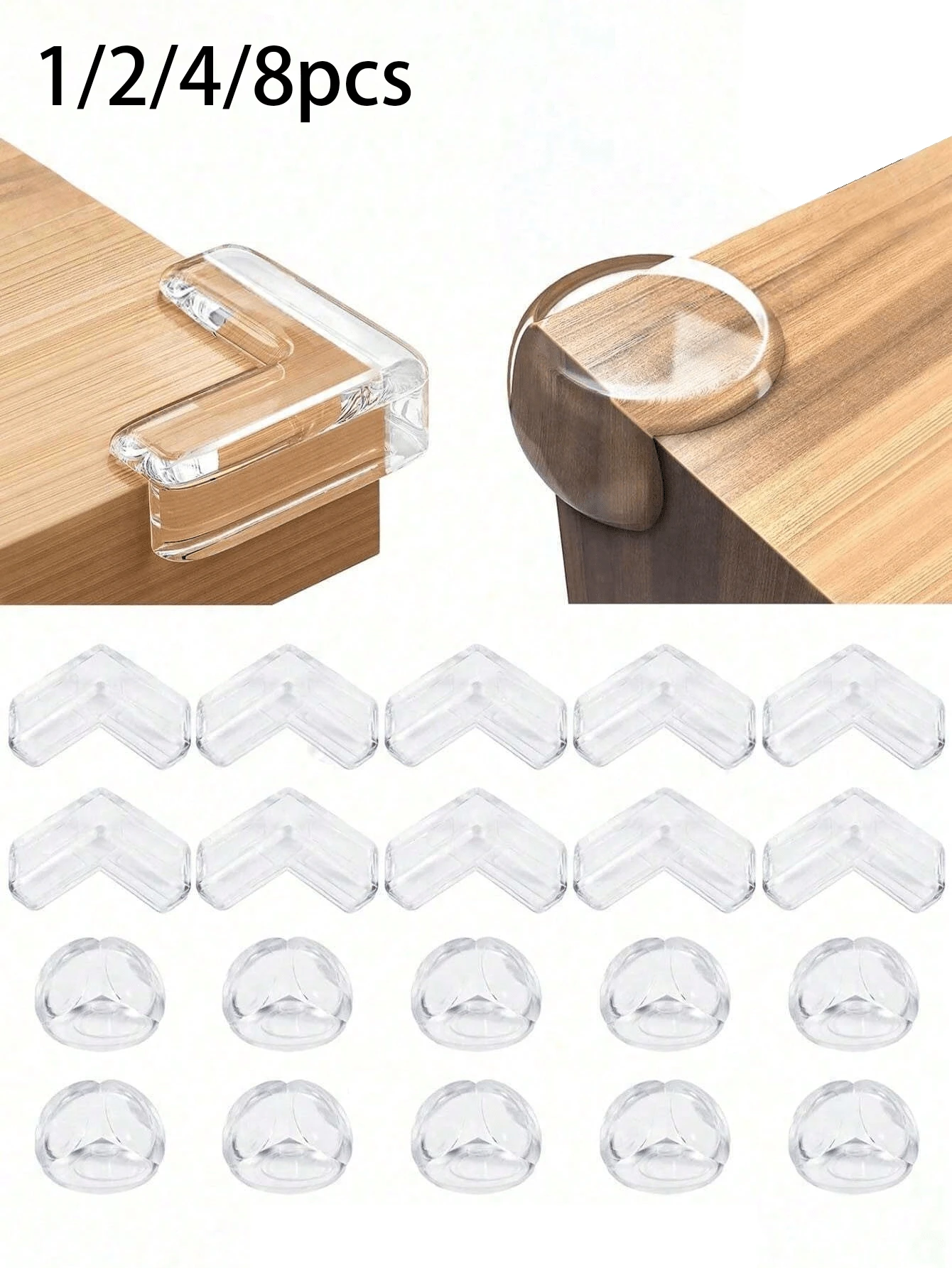 硅胶护角 - 家具边缘保护器，适用于桌子、椅子、床 - 透明设计，节日礼物，防止受伤，无缝贴合，经久耐用 - 彩色 - 查看 1