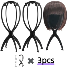 Wig Stand, Wig Stand, Multi-Tier Wig Storage Rack And Hat Display Stand. Features A Detachable Assembly Design For Easy Portability. Suitable For Long Hair, Short Hair And All Wig Styles. Three-Piece . - Black 3pcs - View 1