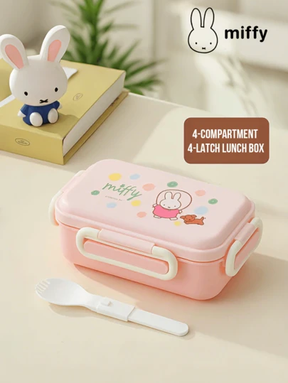 Happy Outing Series Lunch Box Pink with Cartoon Print, 800mL Large Capacity, Sealing Gasket, Dual Secure Seal Leak-Proof, Stable Placement, Strong Buckle, Easy Open, Portable Handle, Perfect for Daily Use, Lunch, Picnic, Car Womentoon Lovers, Young Women, s,