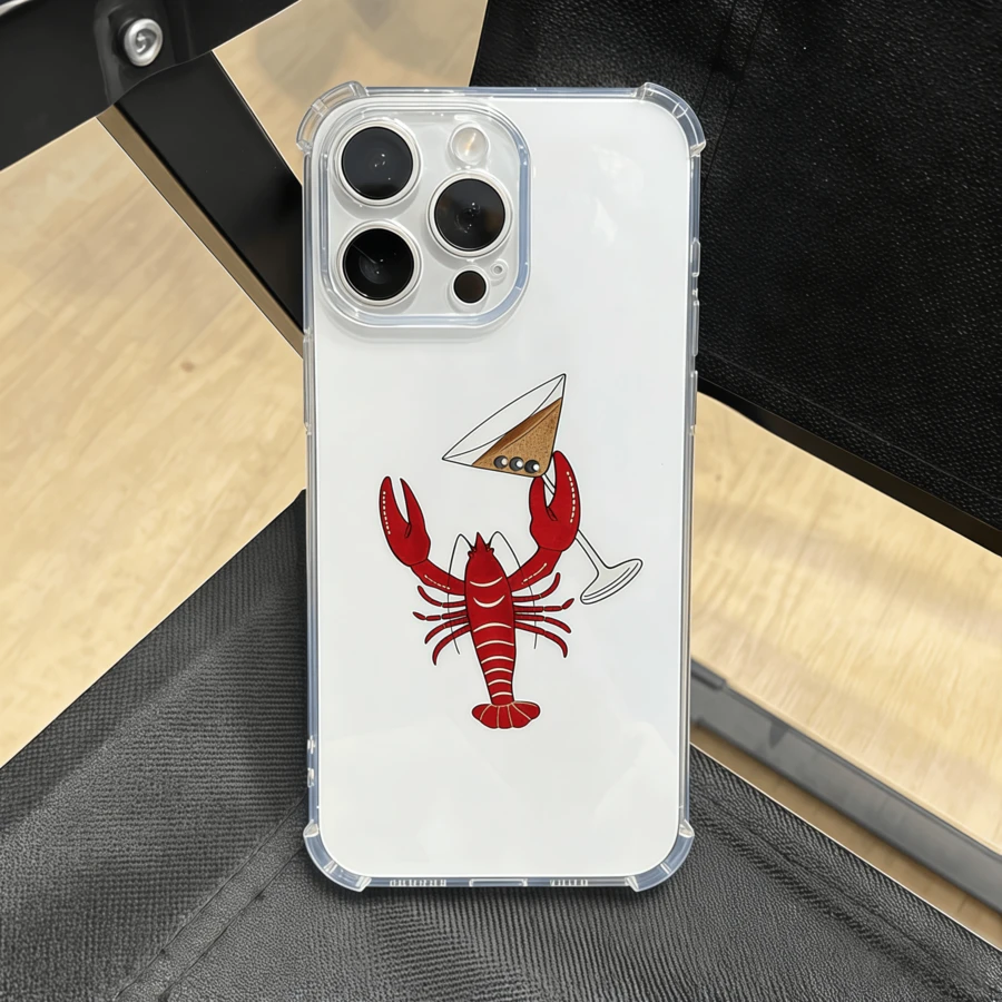 1pc lobster-patterned phone case, compatible with iPhone, full-coverage soft-touch protective case - Multicolor - Ver 1