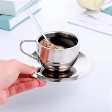 3pcs Stainless Steel Double Wall Coffee Cup, Milan Cup, Outdoor Insulated Water Mug, Milk Cup Gift Set (With Coaster, Spoon, Cup) - Multicolor - View 4