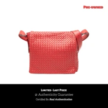Authenticated Bottega Veneta PRE-OWNED Nappa Intrecciato Flap Crossbody Bag - Đỏ - Xem 1