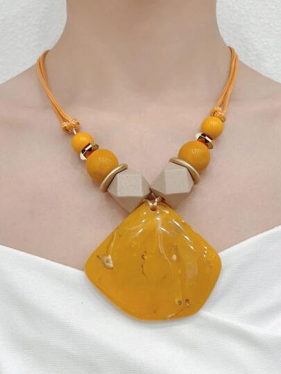 珠子裝飾幾何吊墜項鍊