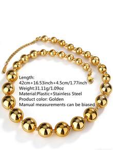 1条时尚夸张塑料珠串项链，适合女性佩戴参加派对或时尚摄影，也是一份很棒的礼物。 - 金黃色 - 查看 2