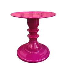 Mosaic Plate With Turned Base, 19.5 X 22 Cm, Decorative, ABS Plastic - Fucsia - View 2