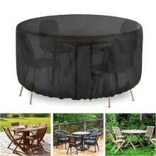 1pc Round Patio Furniture Covers, Waterproof Outdoor Furniture Set Covers For Patio Table & 4 Chairs Set Garden Round Table Dining Cover, Women's Day, Travel Essentials, Wedding Favors, Y2k, Bedroom, Car Accessories Women, Kitchen Decor, Kitchen Decor, Household Items - Black - View 20