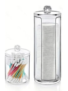 منظم لوسادة دائرية وعصا تنظيف، للحمام أو تخزين الخزانة، تنظيم وسادة المكياج والعناية الشخصية - شفاف - مشاهدة 2