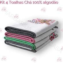 Toalhas de Chá Algodão 95x70 – Kit 4 Peças Estampas Sortidas - Visão 2