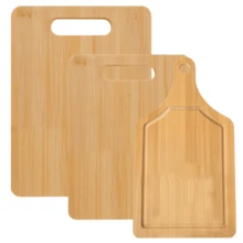 Juego de 3 tablas para picar Cocina, juego de 3 tablas de cortar o servir con mangos,tabla para cortar con 3 diferentes medidas, tabla de madera para picar de bambú, tabla de picar gruesa, duradera y no propensa a moho - Madera natural - Ver 1