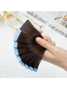 Extensiones de cabello humano con cinta adhesiva de 12" a 24", extensiones de cabello con cinta adhesiva recta de 10 piezas, Remy Machine, adhesivo invisible - S2 - Ver 7
