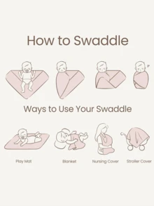 2条装柔软棉纱布襁褓毯，透气轻薄，适合新生儿及婴幼儿，男女宝宝均适用，卡通图案 - 彩色 - 查看 7