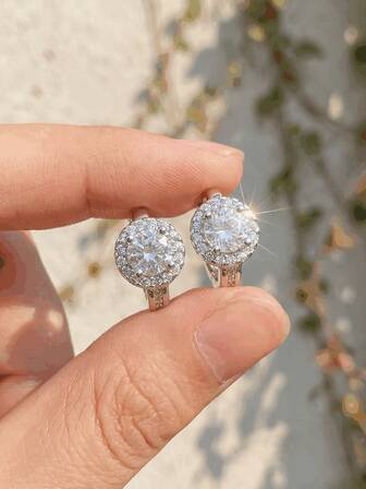 1 Pair 925 Sterling Silver Micro Zirconia Earrings, Women's Jewelry, Exquisite Creative Earrings, Elegant Jewelry Gift, Suitable For Girls To Wear Daily, Dates, Parties And Other Occasions