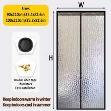 AIYYIPA Automatic Closing Magnetic Door Curtain - Thermal Insulation, Mosquito Protection, Air Conditioning Door Curtain, Hand Wash Only, Grid Pattern For Bedroom, Kitchen, Balcony, All Season Use